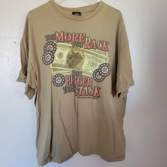 PBR 2010 Men's T-shirt Short Sleeve Tan The More You Rack The Bigger The Stack - Picture 1 of 5